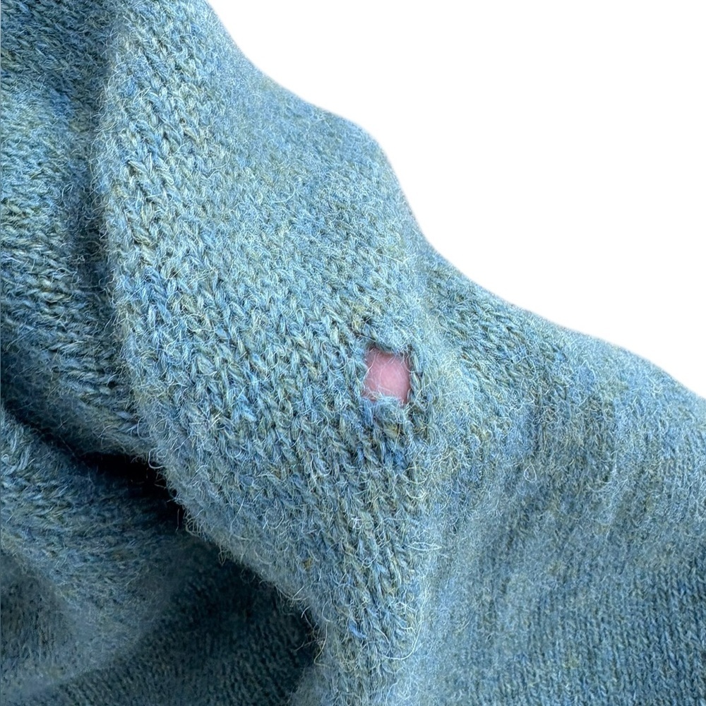 Vintage 80s Allen Solly 100% Lambswool Moss Green Cardigan Medium - Picture 3 of 9